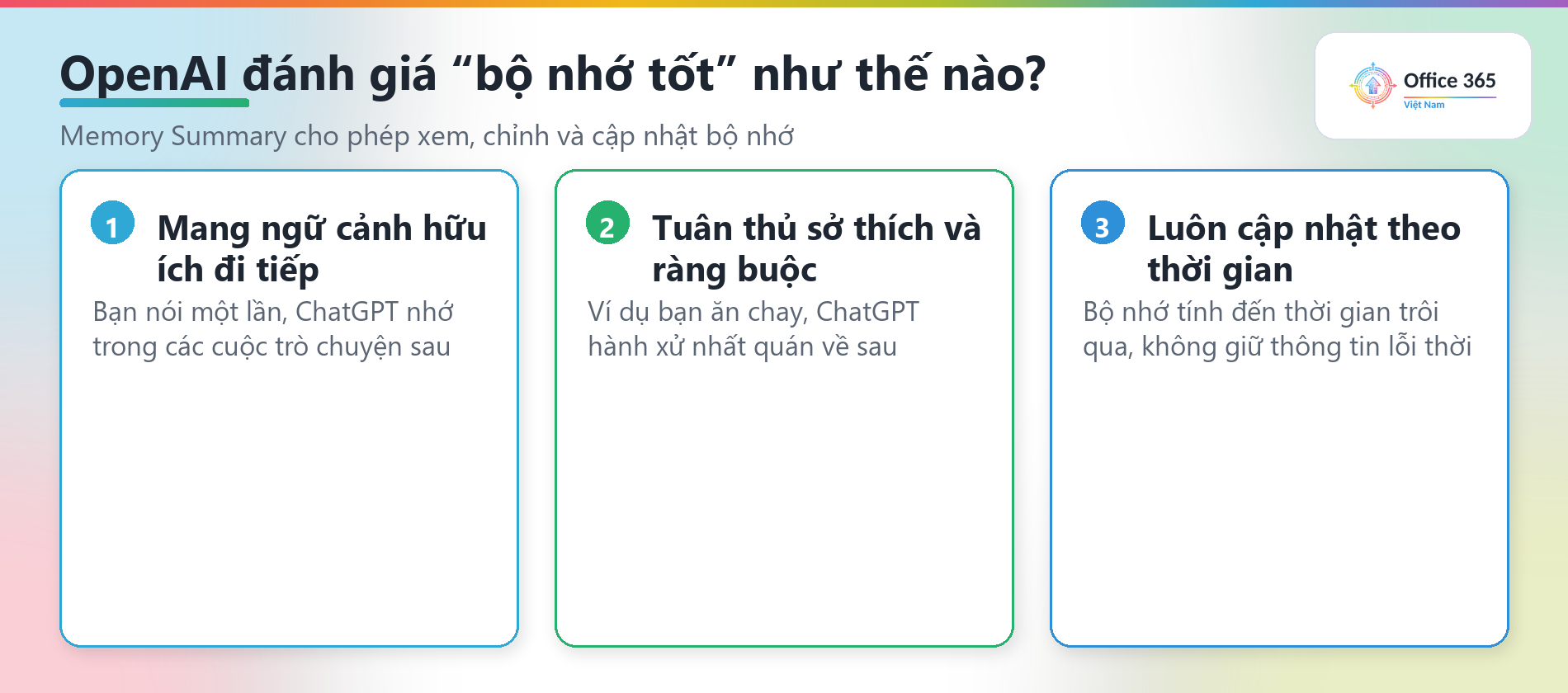 Ba mục tiêu của ChatGPT Dreaming: nhớ ngữ cảnh, tuân thủ sở thích, luôn cập nhật