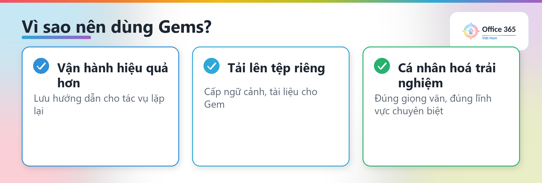 Ba lợi ích của Gems: vận hành hiệu quả hơn, tải tệp riêng, cá nhân hoá trải nghiệm
