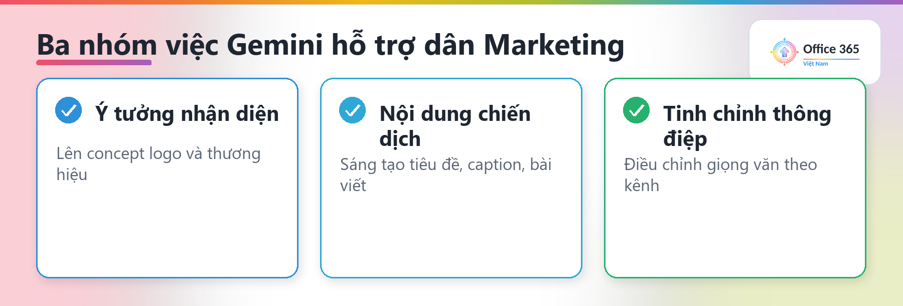 Ba việc Gemini hỗ trợ Marketing: ý tưởng nhận diện, nội dung chiến dịch, tinh chỉnh thông điệp