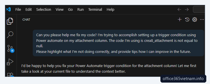 Prompt sửa code bằng GitHub Copilot trong VS Code