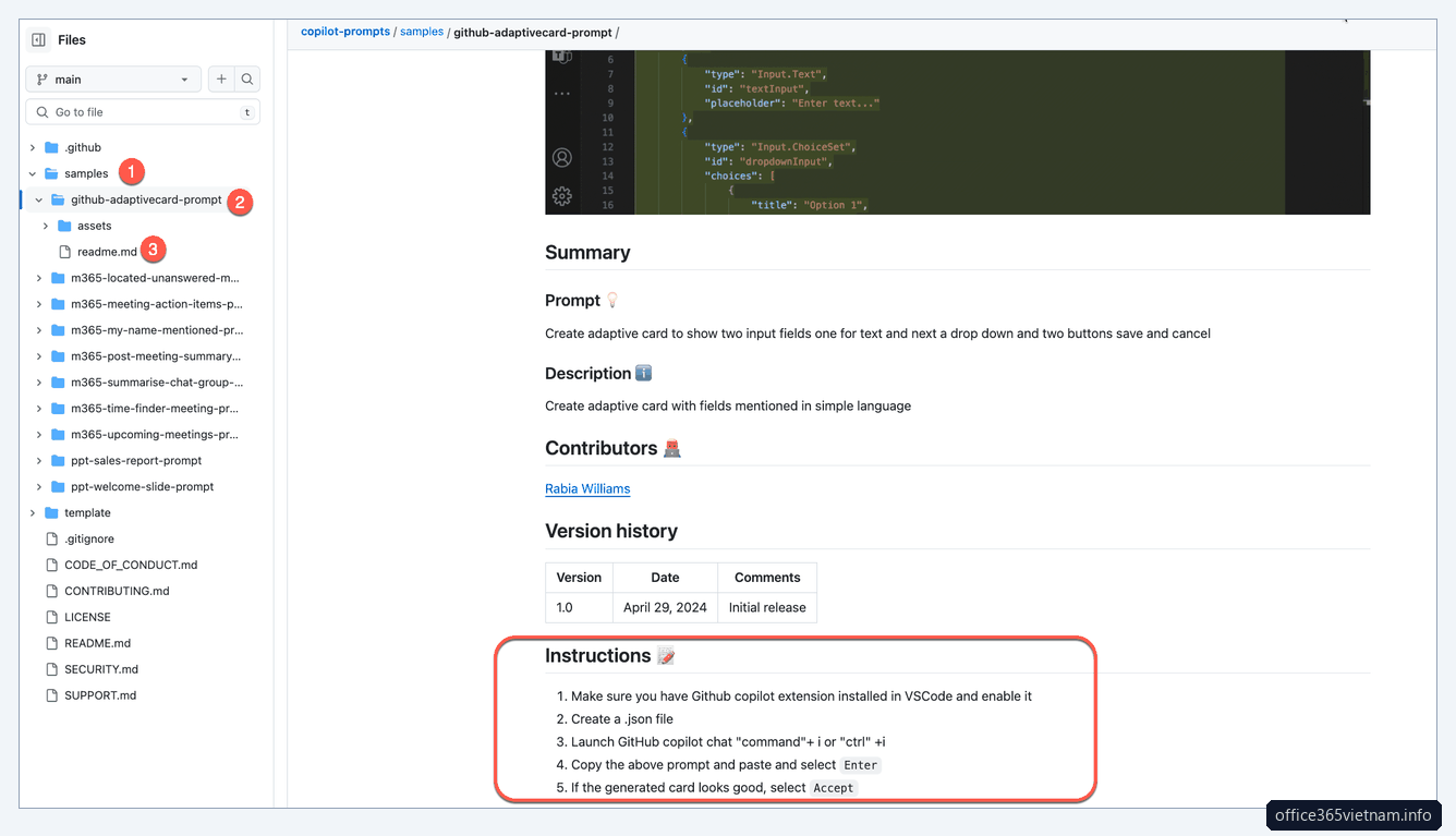 Cách dùng kho prompt Microsoft 365 Copilot của PnP trên GitHub