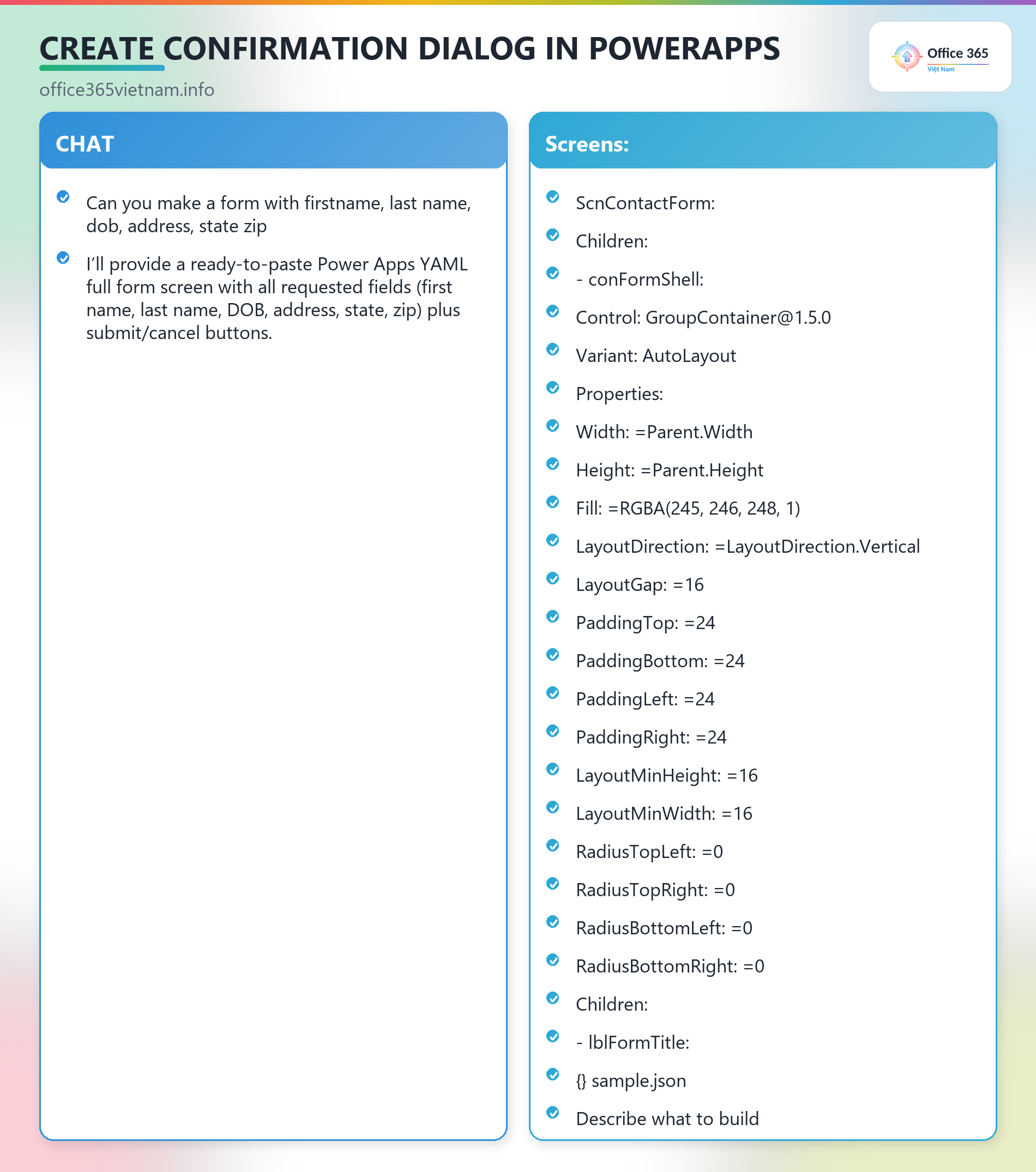 Copilot skill GitHub Copilot sinh Power Apps Canvas YAML