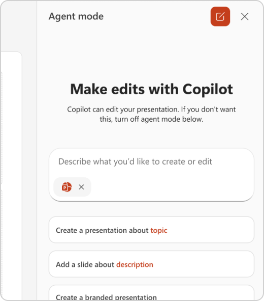 Chế độ Agent Mode của Copilot trong PowerPoint