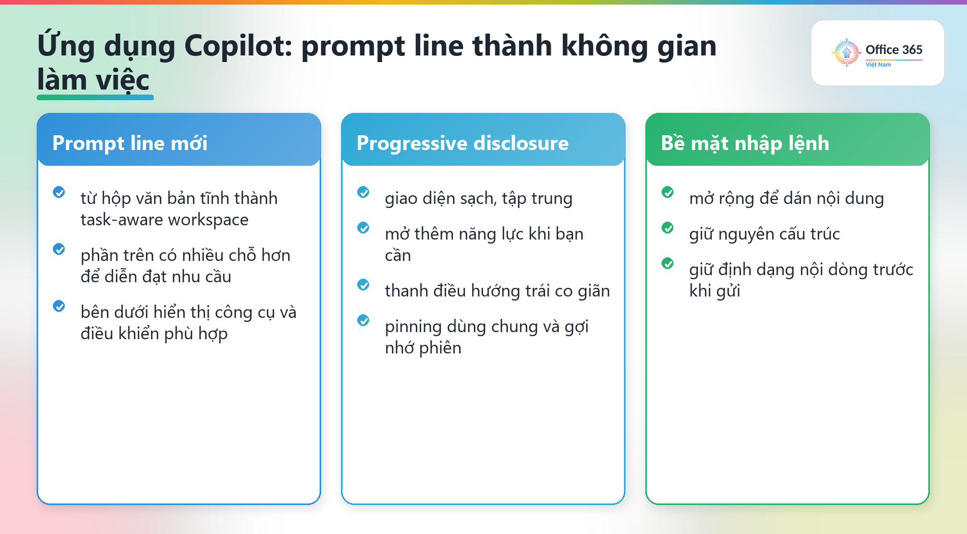 Thiết kế mới Microsoft 365 Copilot biến prompt line thành không gian làm việc thông minh