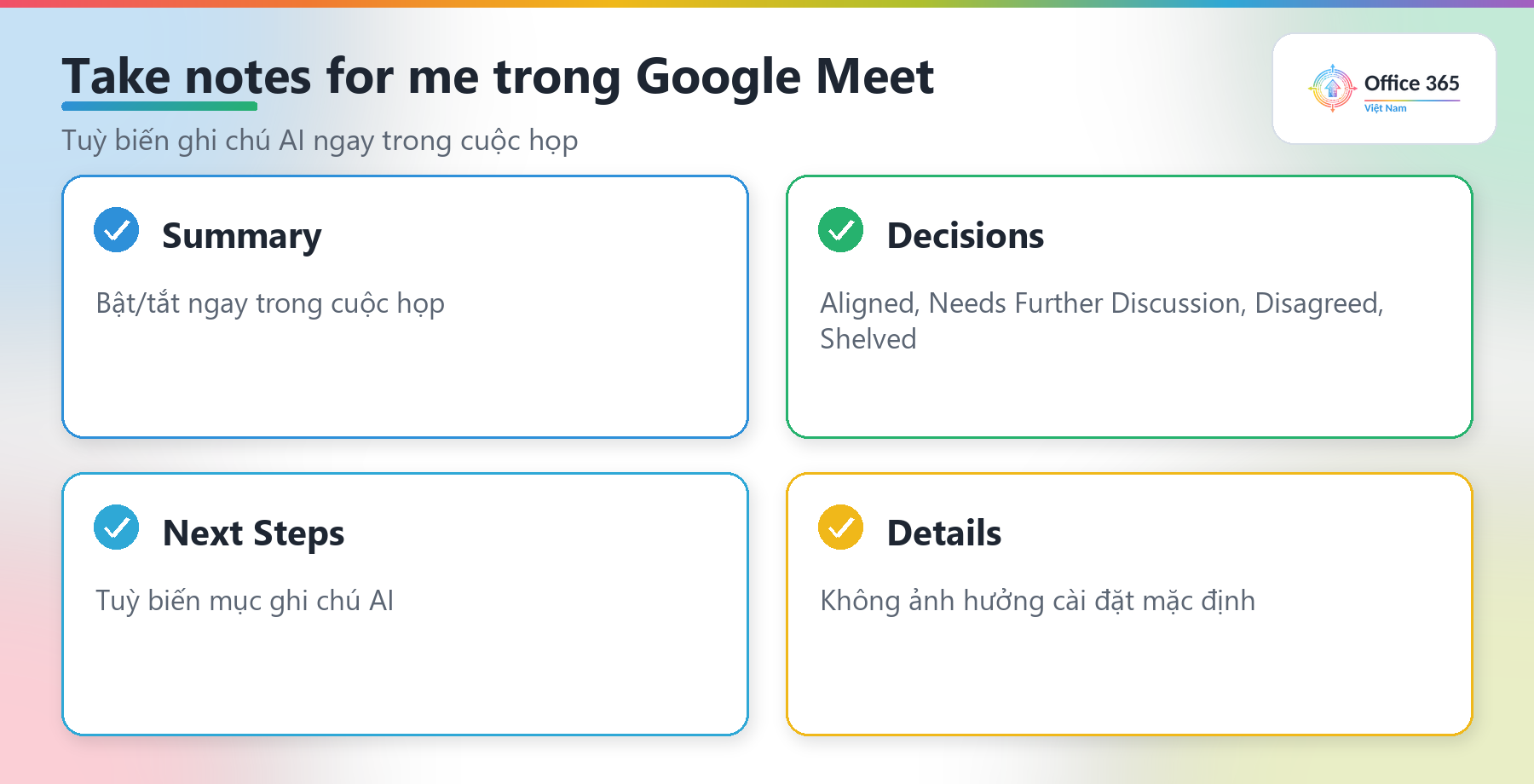 Tuỳ biến ghi chú AI Take notes for me trong Google Meet