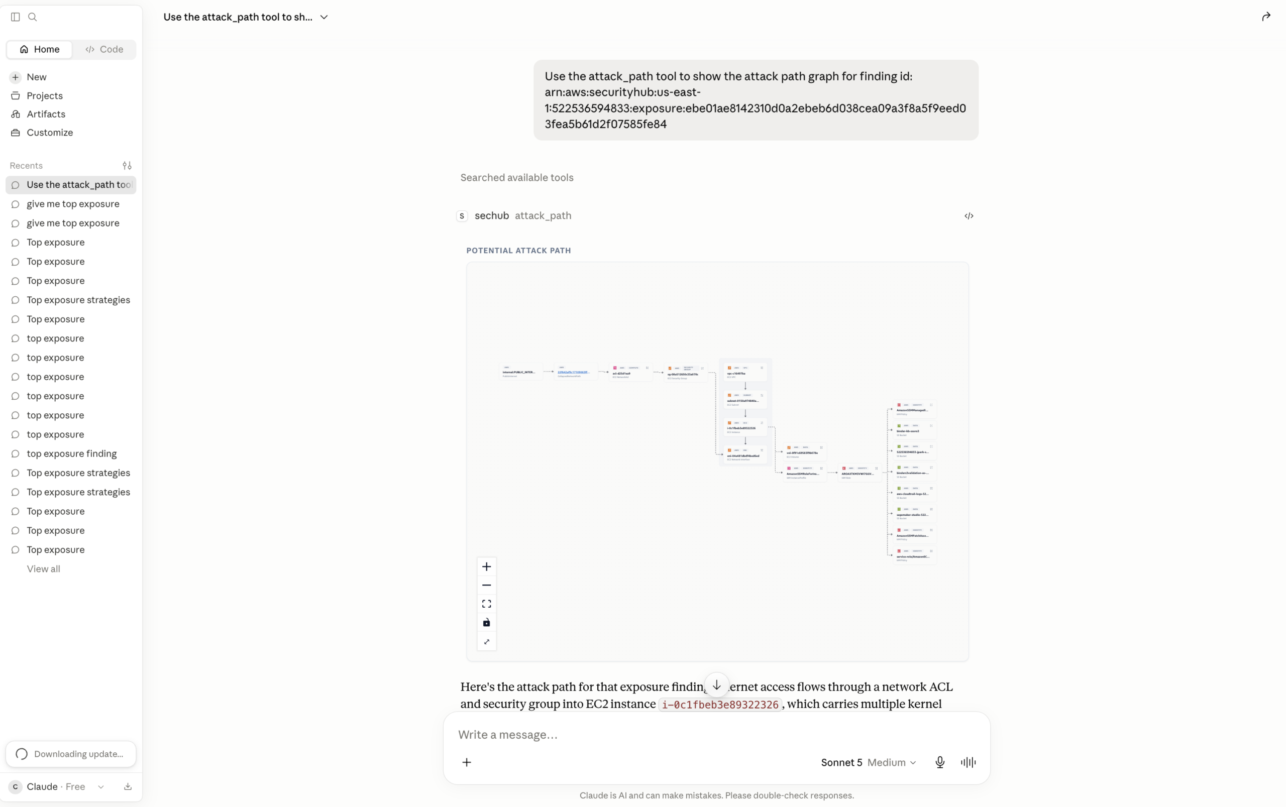 AWS Security Hub MCP App trực quan hoá attack path của exposure finding