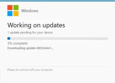 Cửa sổ cập nhật Windows giả do mã độc CornFlake hiển thị