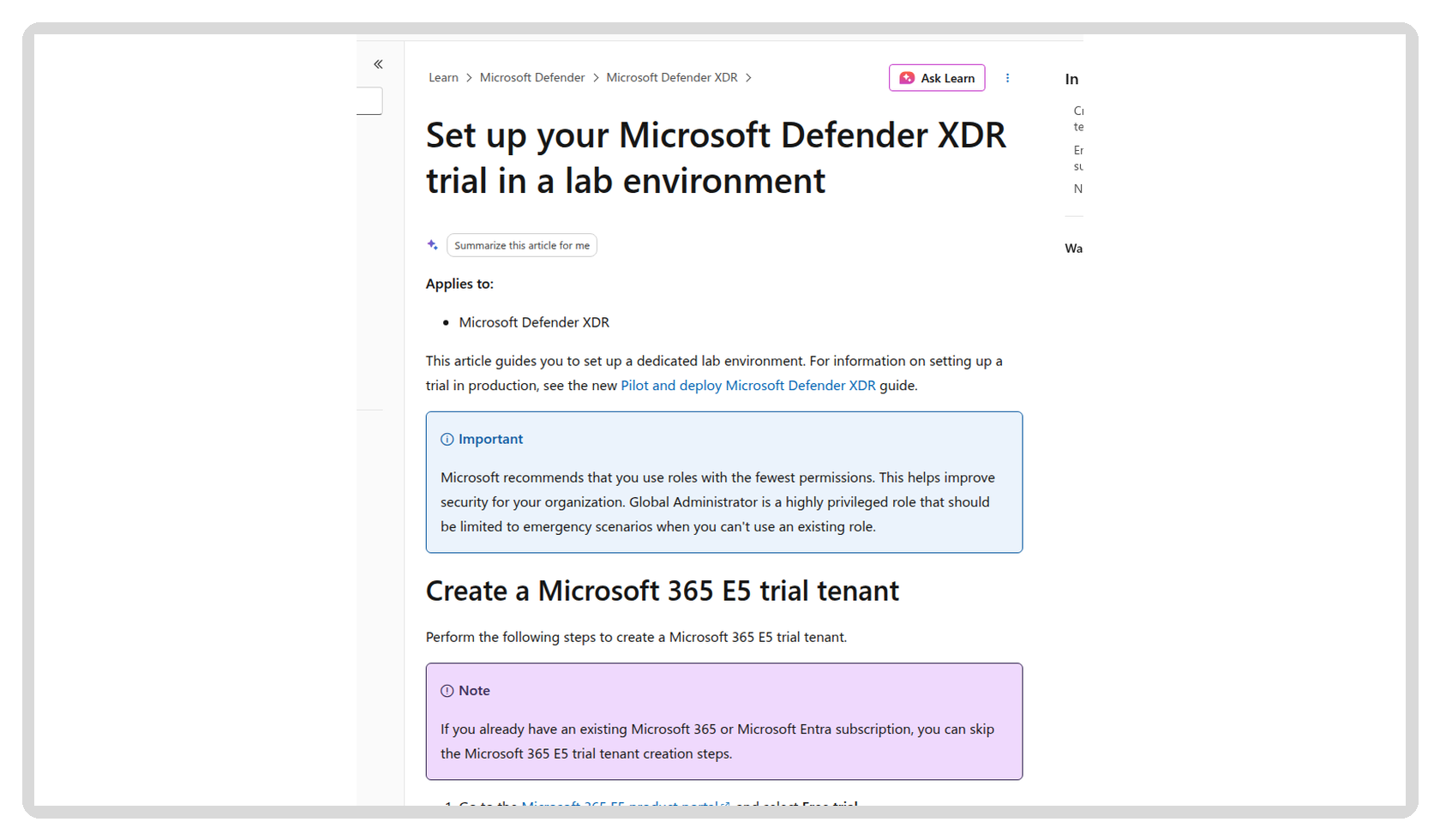 Cấu hình Microsoft Defender XDR trong lab nên bám khuyến nghị least privilege và tenant thử nghiệm riêng