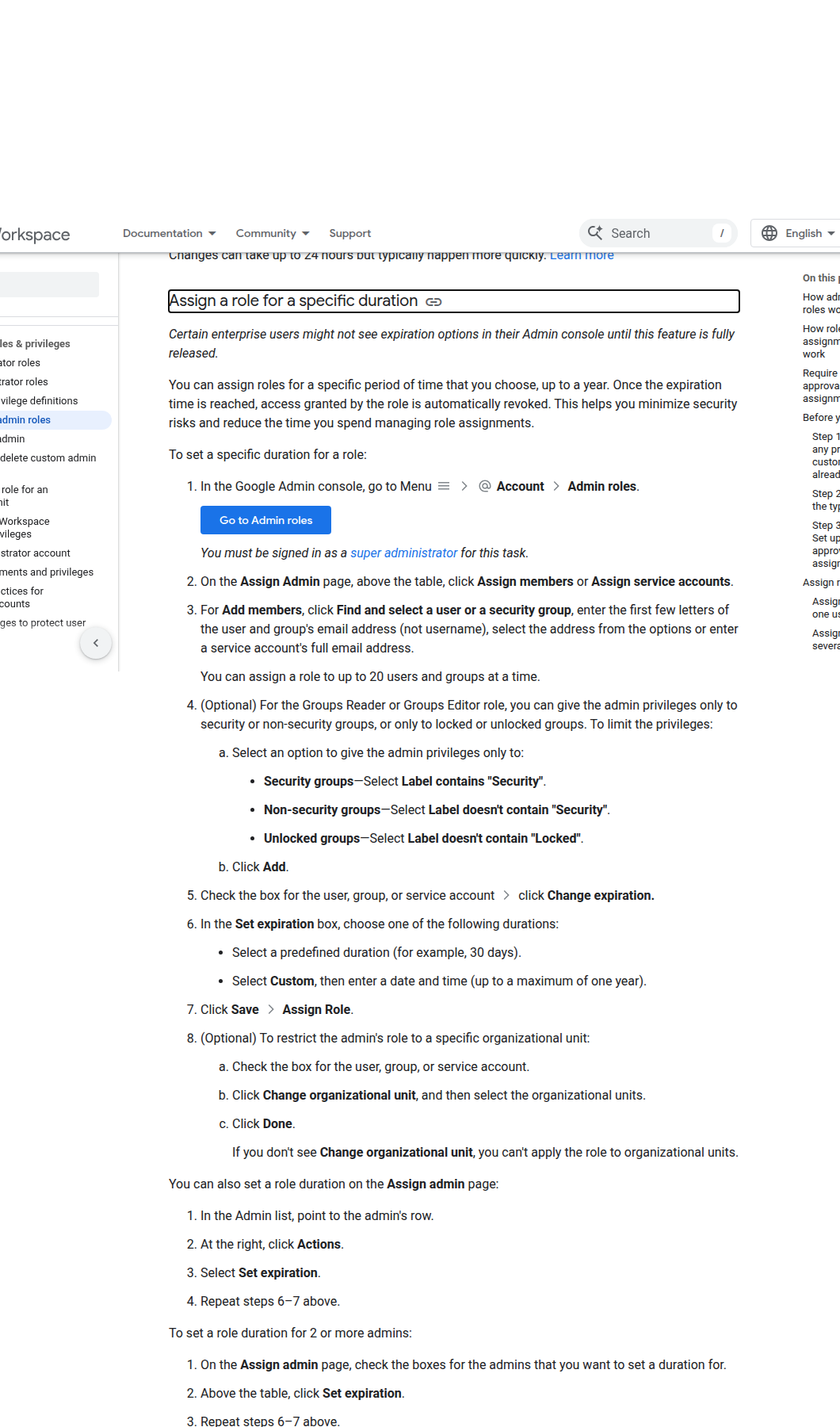 Google Admin temporary roles với bước gán role theo thời hạn cụ thể
