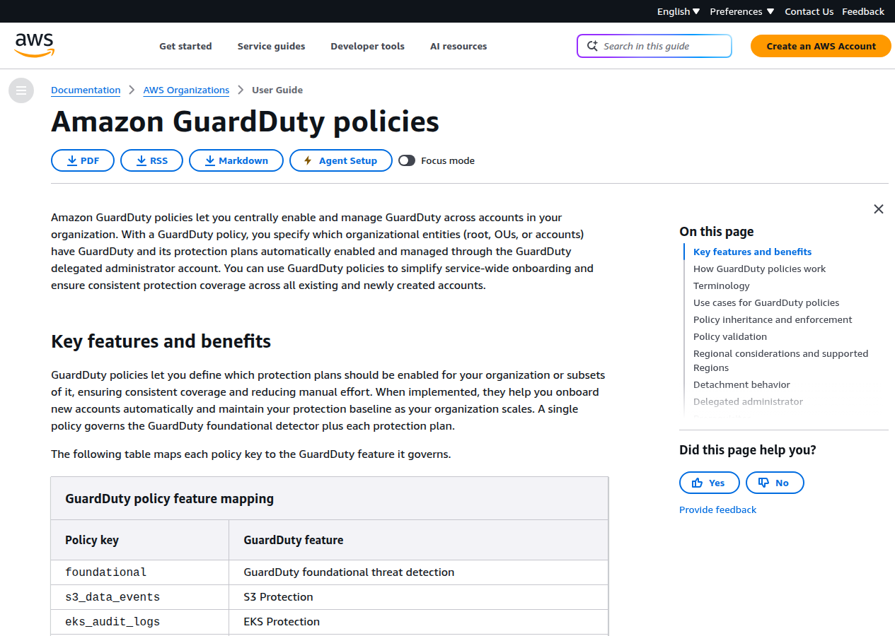Tài liệu Amazon GuardDuty declarative policies trong AWS Organizations