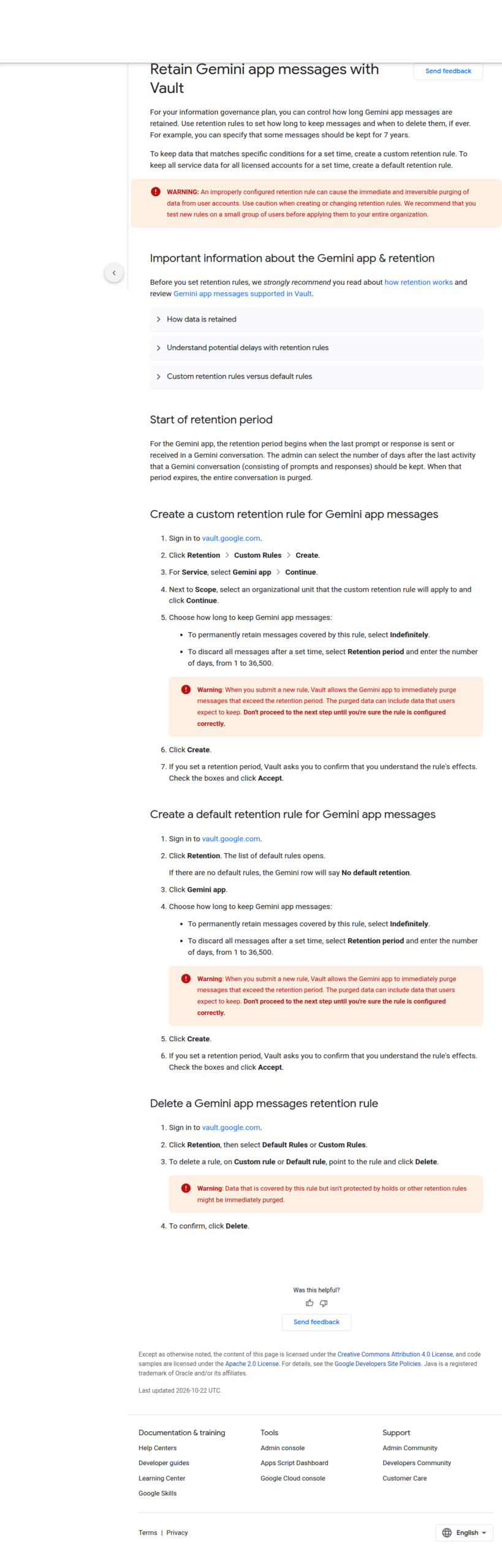 Google Vault filtered exports cho Gemini in Workspace và hướng dẫn retention trong Google Vault