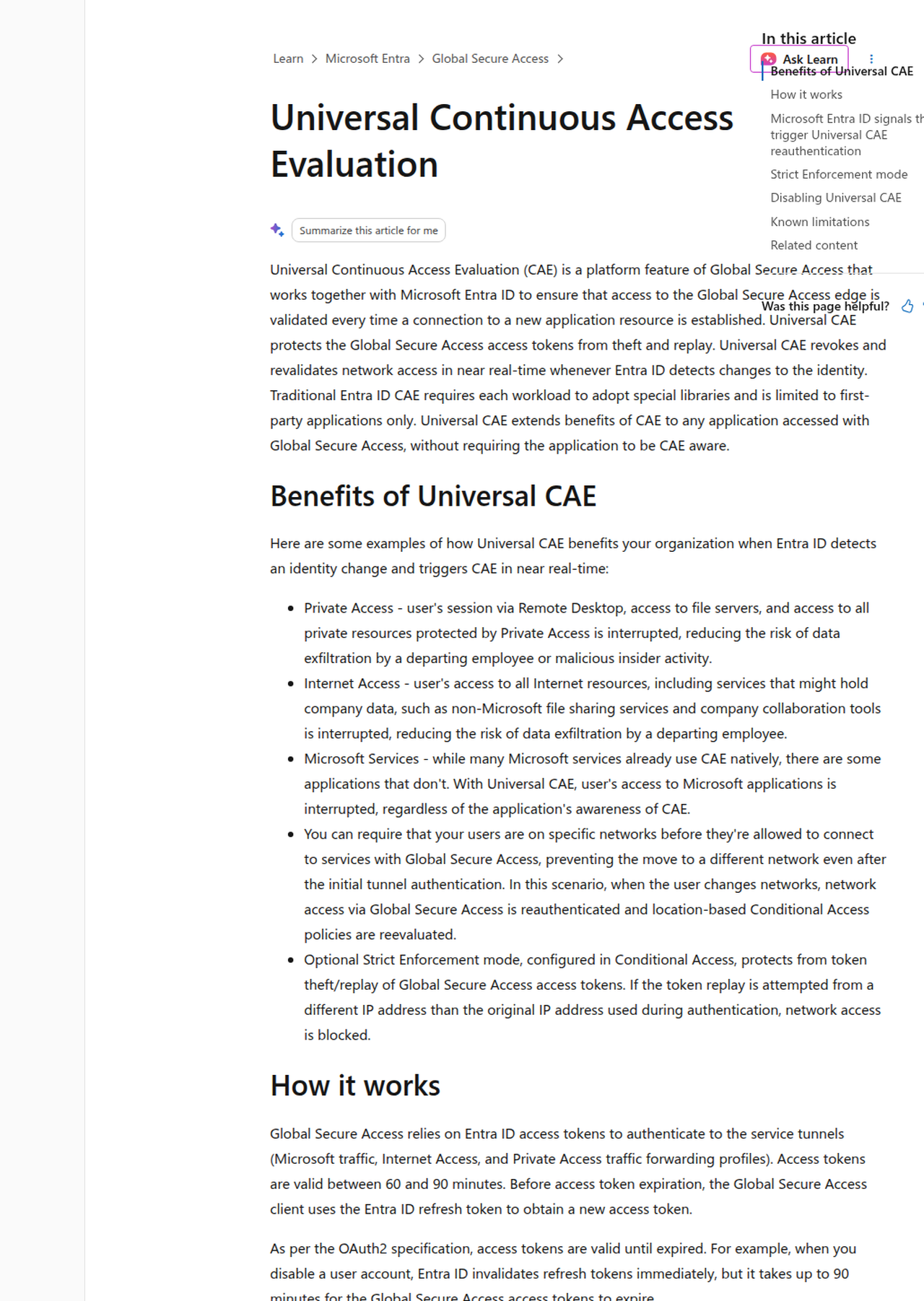 Microsoft Entra October 2026 với tài liệu Universal Continuous Access Evaluation trên Microsoft Learn